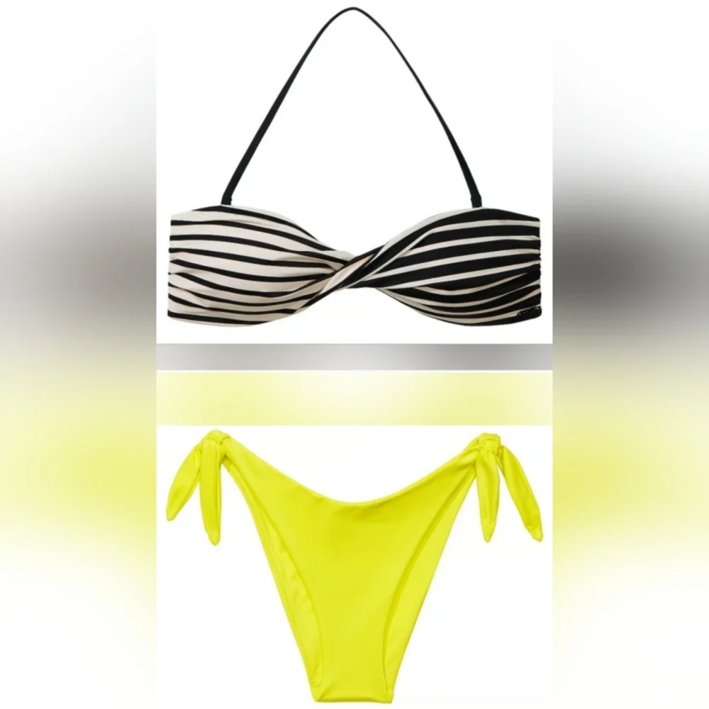 LDD/L/XXL VS PINK Swim Twist It Bandeau Bikini Top Side Tie Brazilian Bikini Set
